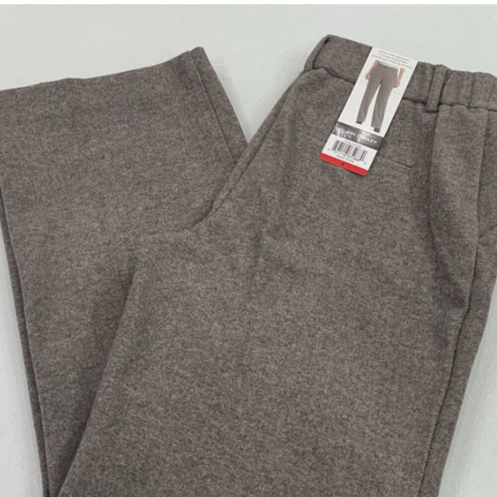 Hilary Radley Women's Front Slash Pockets Stretch Brushed Pants Brown - Picture 4 of 4